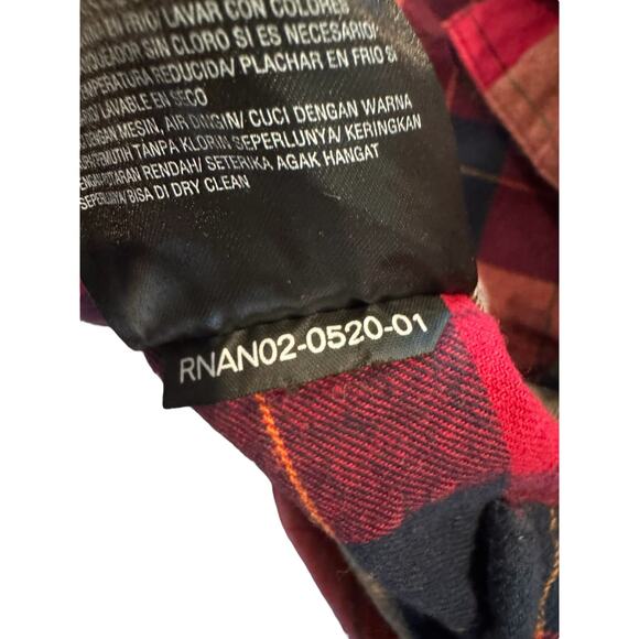 Volcom Flannel Shirt Mens XL Modern Fit Plaid Long Sleeve Button Front Red Navy - Picture 9 of 13